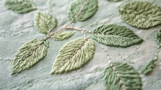 haftowany motyw roślinny na bawełnie